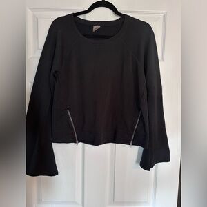 CALIA Black Women's Zip-Pocket Pullover Sweatshirt Top Sz Small